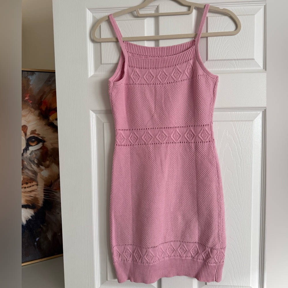 Pink Knit Spaghetti-Strap Dress